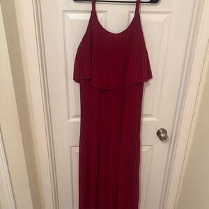 Elegant Red Pleated Jumpsuit